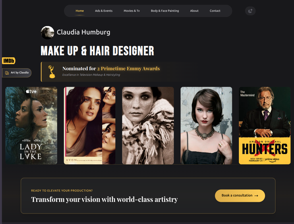 Claudia Humburg website desktop view